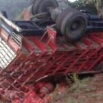 ग्यास सिलिन्डर बोकेको ट्रक सडकबाट तल खस्दा, ३ जनाको मृत्यु